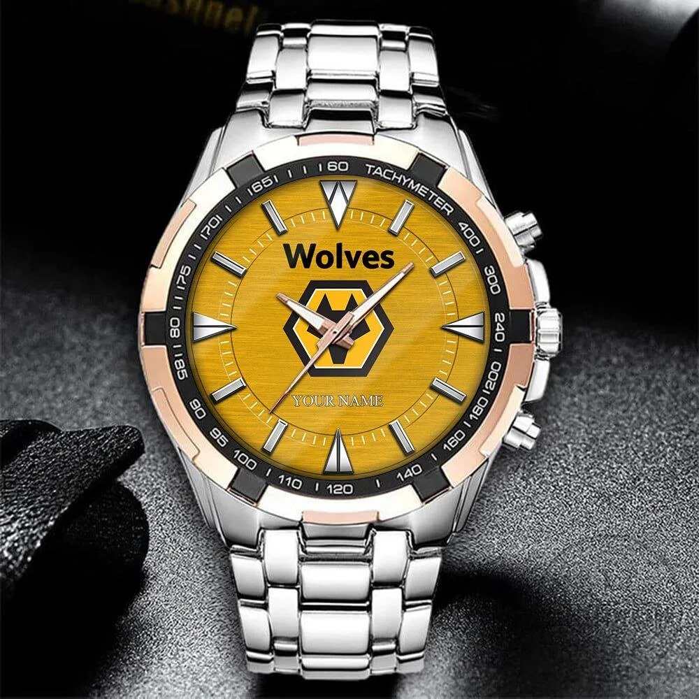 Wolverhampton Wanderers Football Club Personalized Gold Tone Quartz Watch