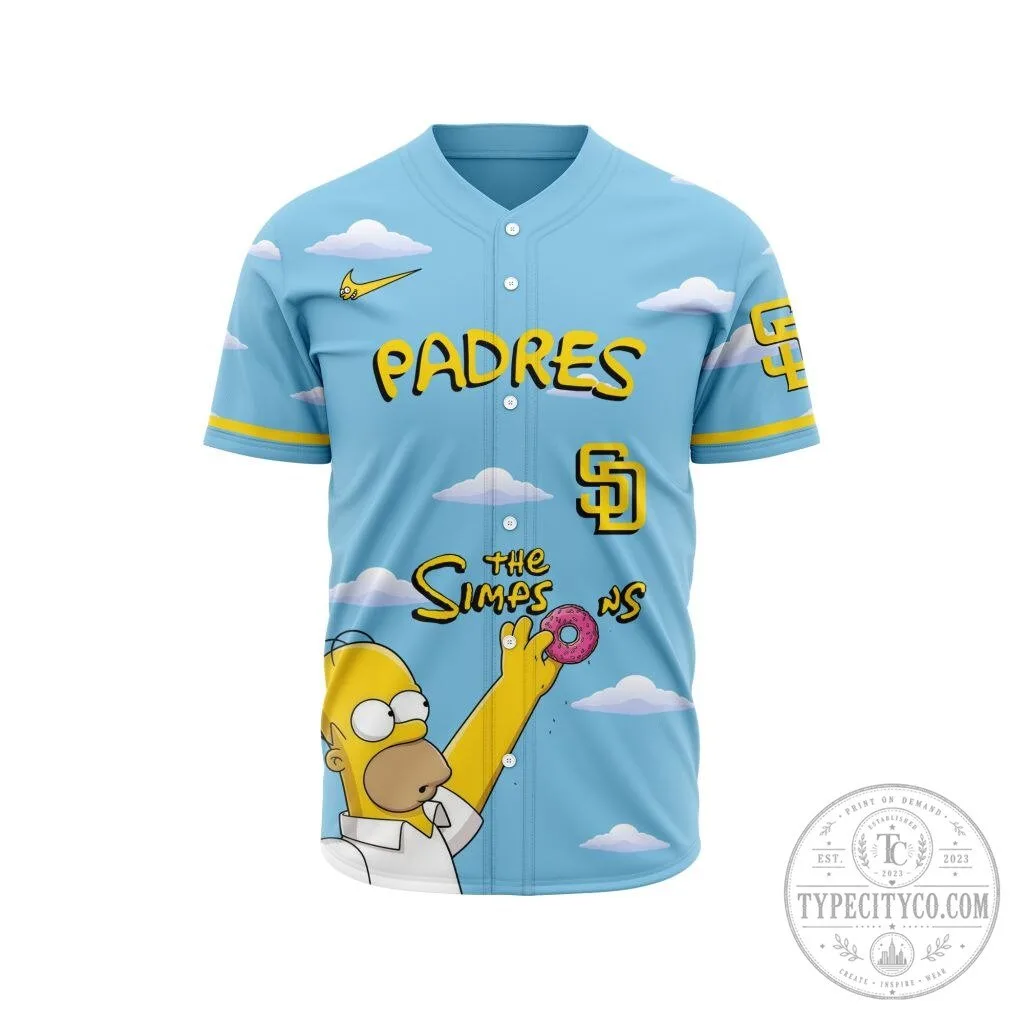 San Diego Padres The Simpsons Homer Simpson Baseball Jersey 8 San Diego Padres The Simpsons Homer Simpson Baseball Jersey