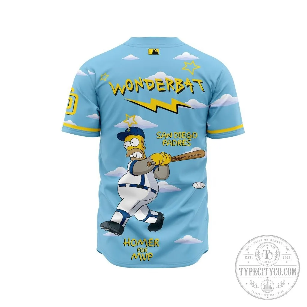 San Diego Padres The Simpsons Homer Simpson Baseball Jersey 9 San Diego Padres The Simpsons Homer Simpson Baseball Jersey