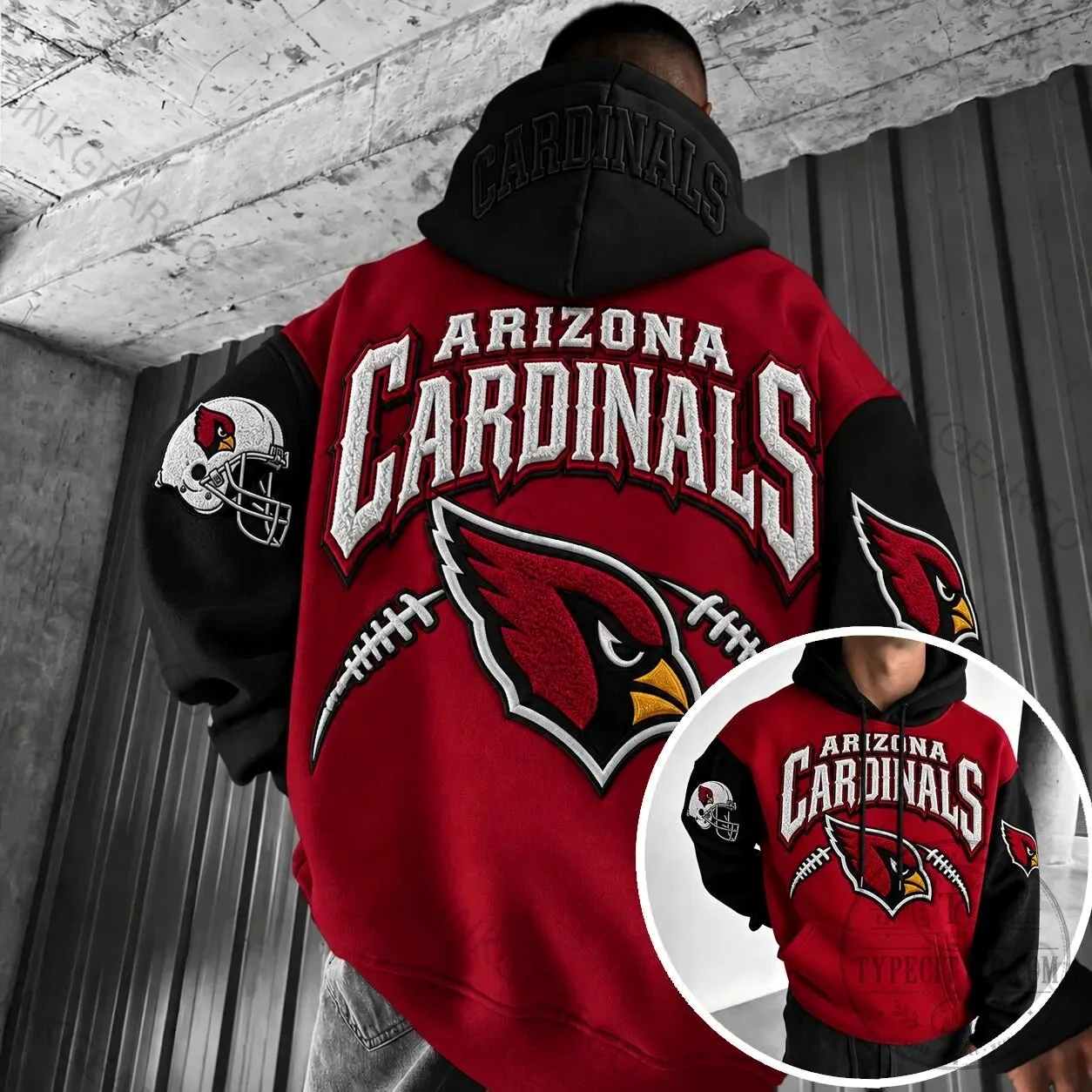 Arizona Cardinals Football Team Logo Red and Black Pullover Hoodie