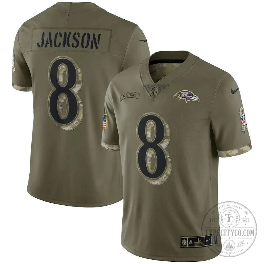 Lamar Jackson Baltimore Ravens Salute To Service Camouflage Football Jersey