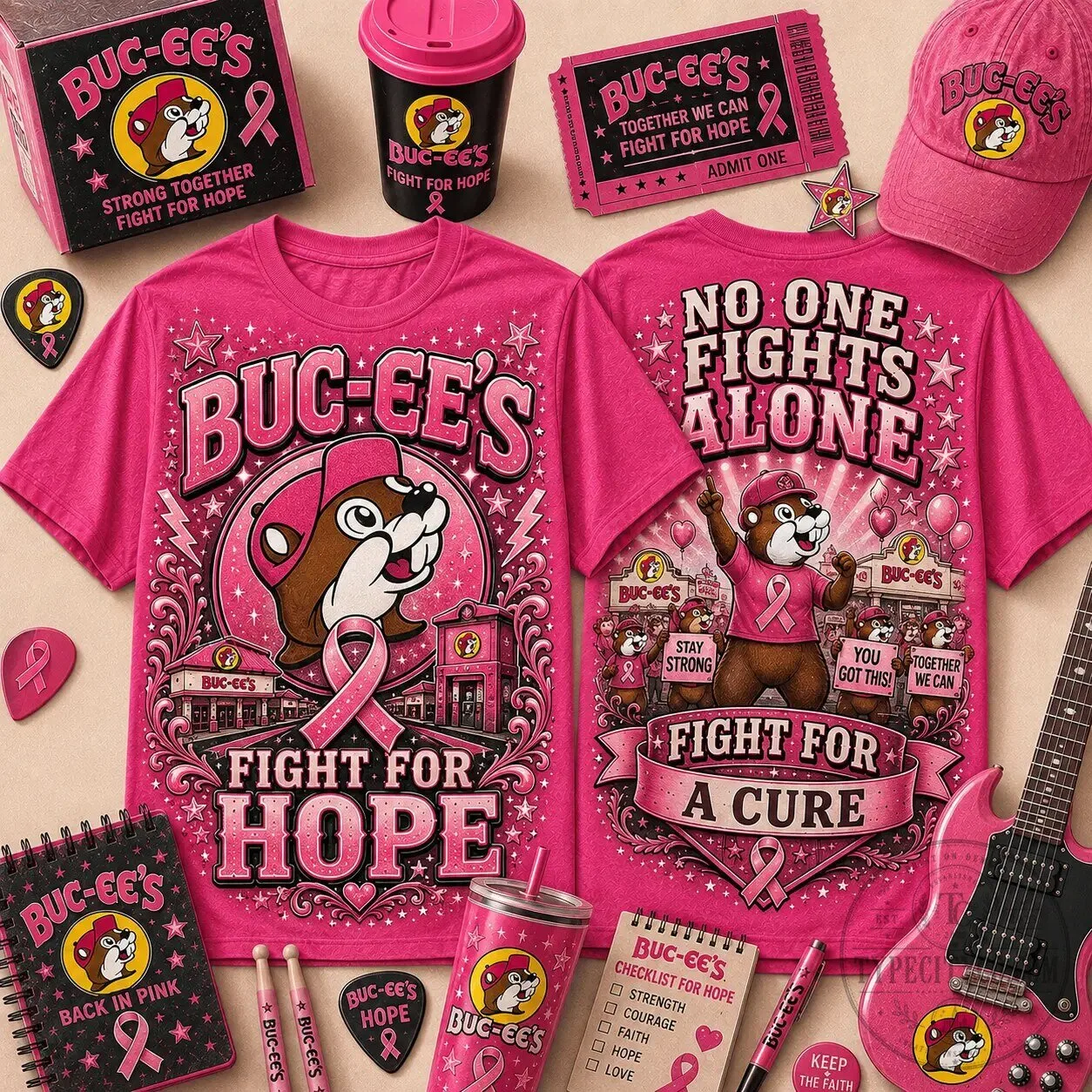 Pink T-Shirt for Breast Cancer Awareness by Buc-ee's Fight For Hope