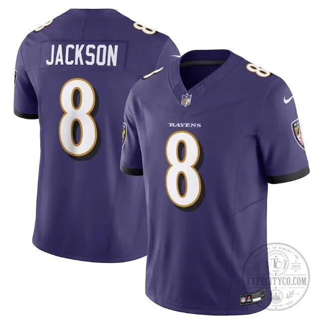 Lamar Jackson Baltimore Ravens Purple Football Jersey Number 8