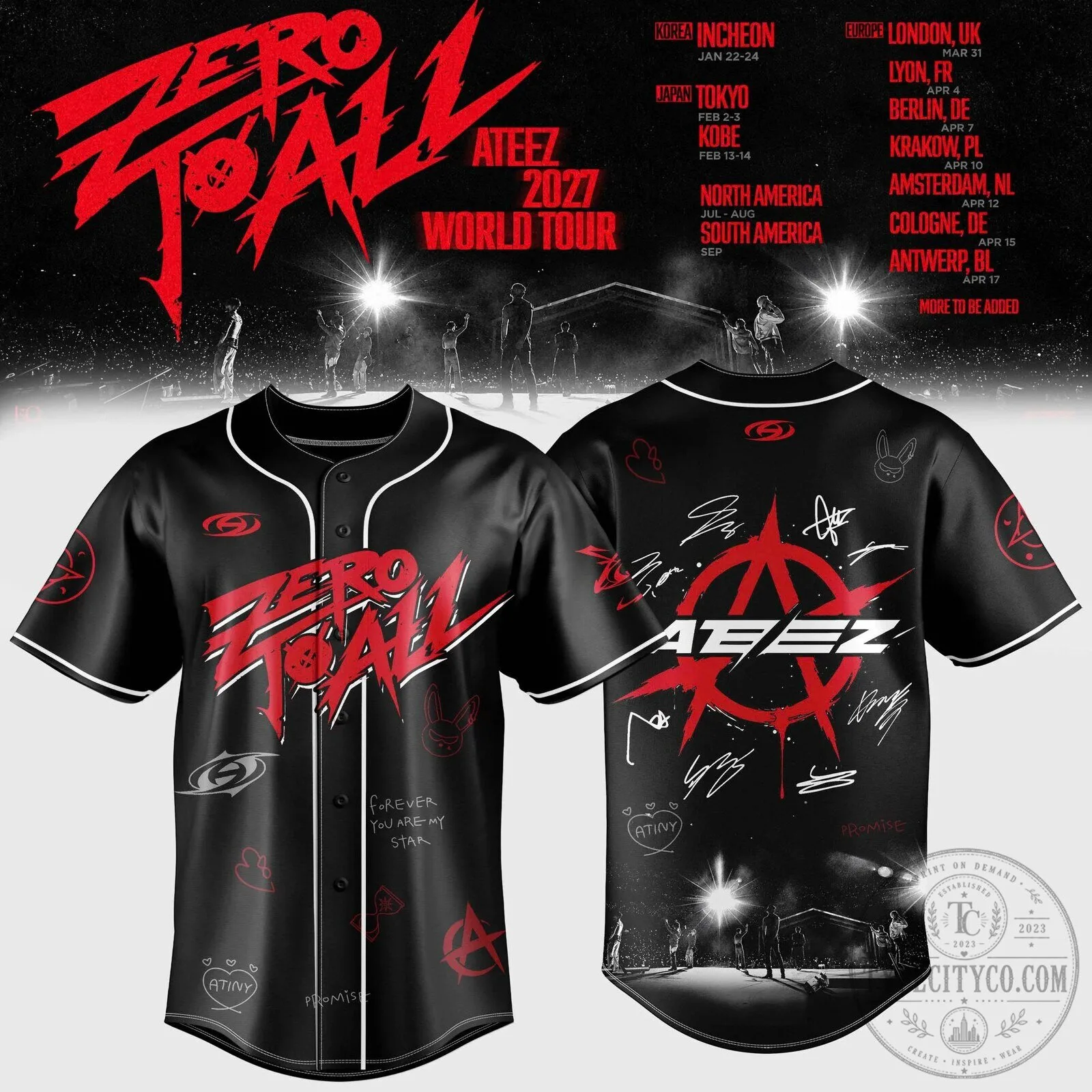 ATEEZ Zero To All World Tour 2027 K-Pop Baseball Jersey