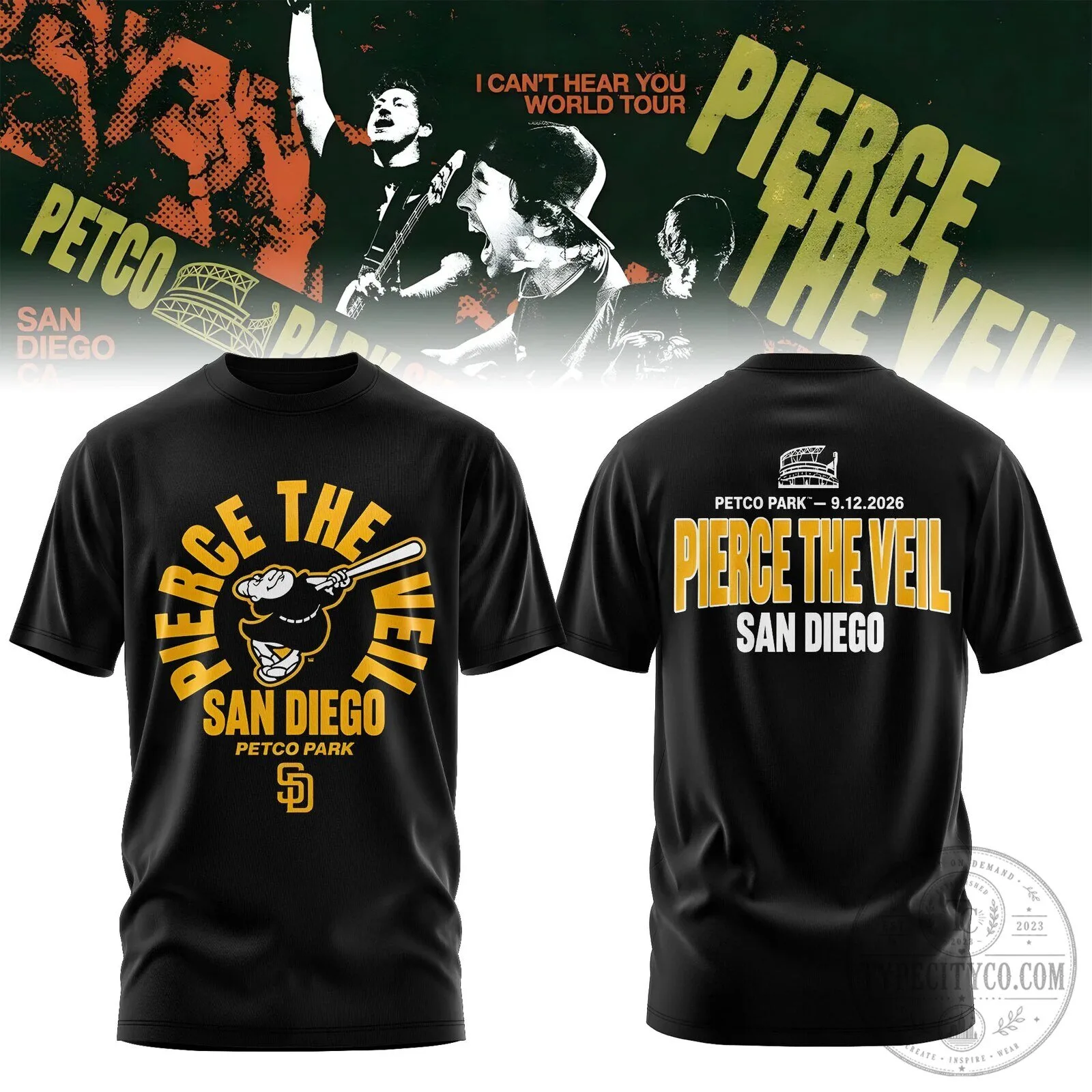 Pierce The Veil San Diego Concert Black T-Shirt 1 Pierce The Veil San Diego Concert Black T-Shirt