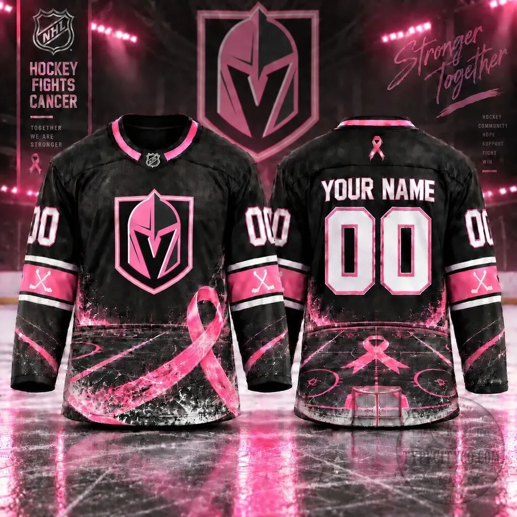 Vegas Golden Knights Pink Ribbon Breast Cancer Awareness Hockey Jersey
