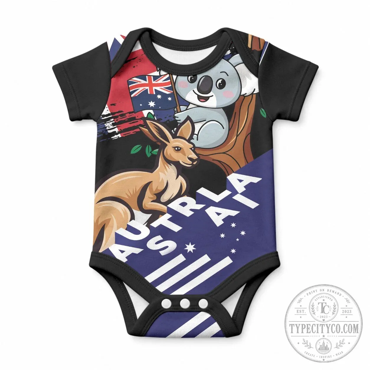 Australia Kangaroo Koala Baby Bodysuit Australian Flag Infant Romper 1 Australia Kangaroo Koala Baby Bodysuit Australian Flag Infant Romper