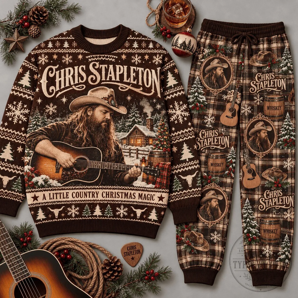 Chris Stapleton A Little Country Christmas Magic Ugly Christmas Sweater 3 Chris Stapleton A Little Country Christmas Magic Ugly Christmas Sweater