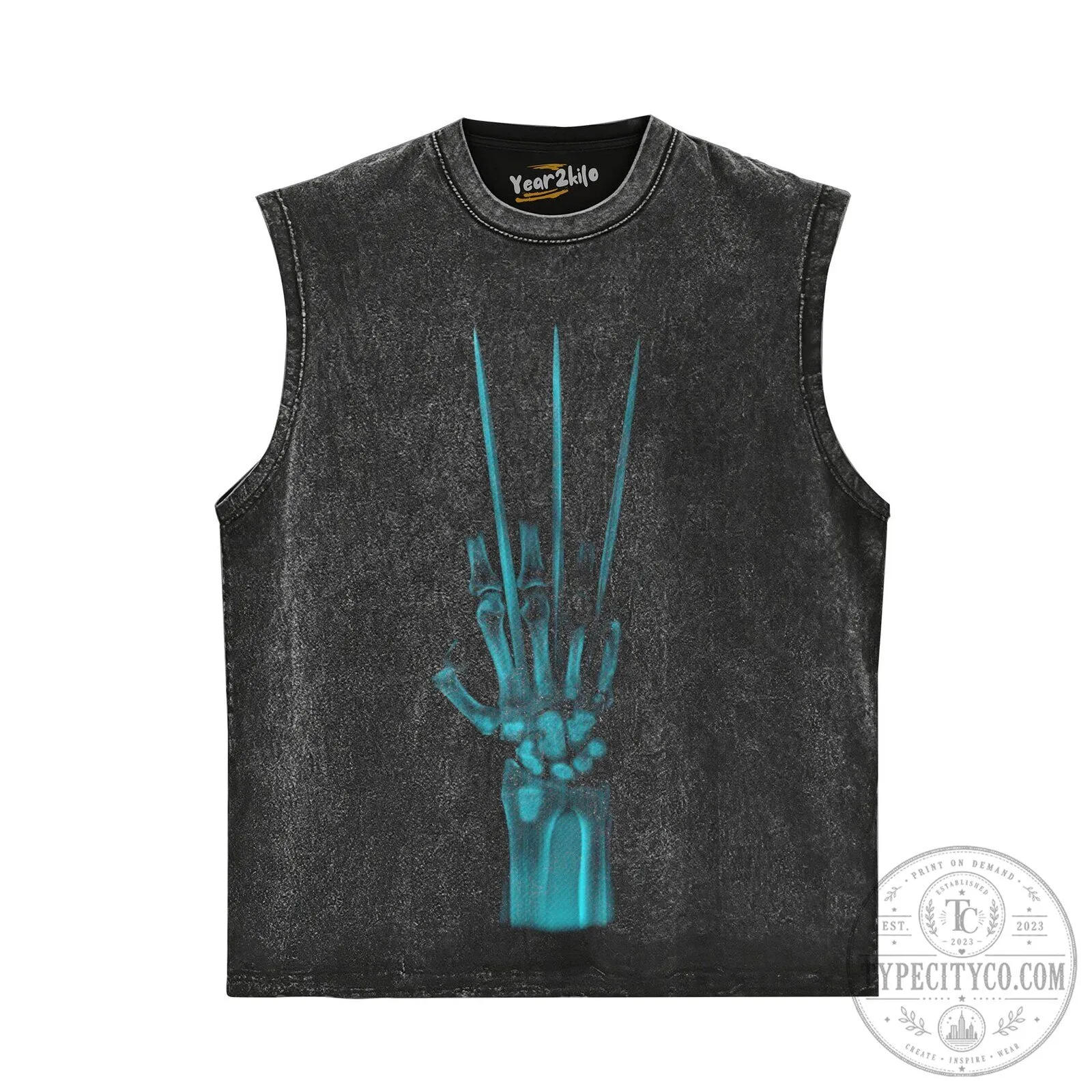Wolverine Skeleton Hand Claws X-Ray Effect Graphic Print Washed Black T-Shirt 13 Wolverine Skeleton Hand Claws X-Ray Effect Graphic Print Washed Black T-Shirt