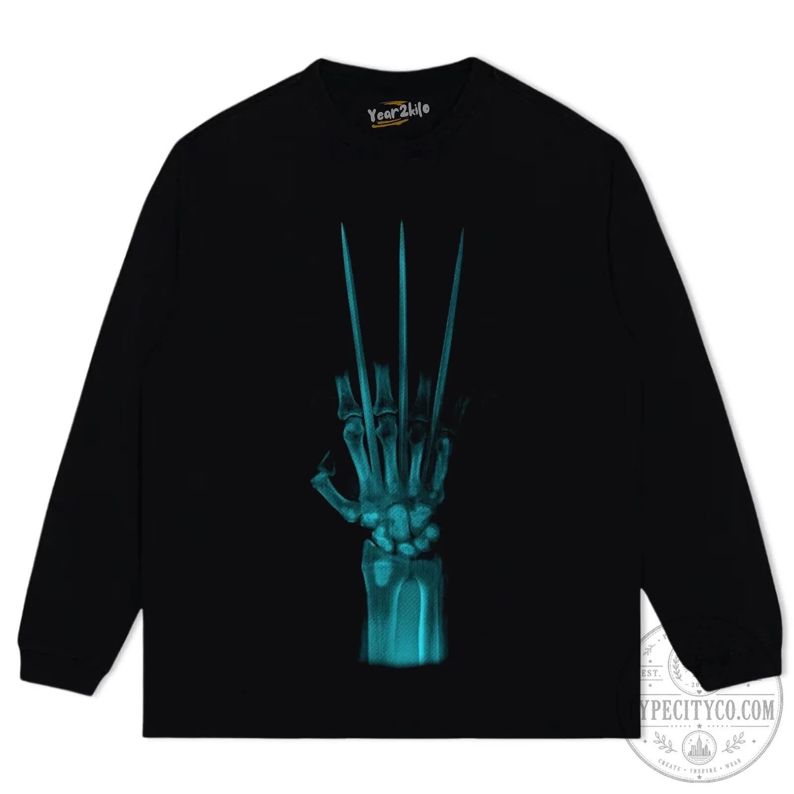 Wolverine Skeleton Hand Claws X-Ray Effect Graphic Print Washed Black T-Shirt 15 Wolverine Skeleton Hand Claws X-Ray Effect Graphic Print Washed Black T-Shirt