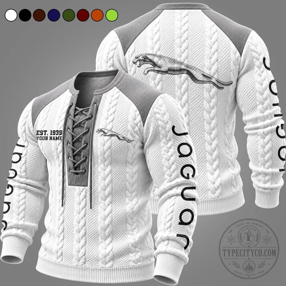 Jaguar Est. 1935 Personalized Cable Knit Long Sleeve Pullover Sweater 10 Jaguar Est. 1935 Personalized Cable Knit Long Sleeve Pullover Sweater