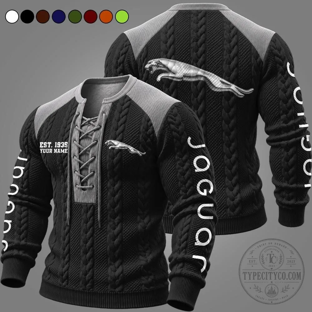 Jaguar Est. 1935 Personalized Cable Knit Long Sleeve Pullover Sweater 11 Jaguar Est. 1935 Personalized Cable Knit Long Sleeve Pullover Sweater