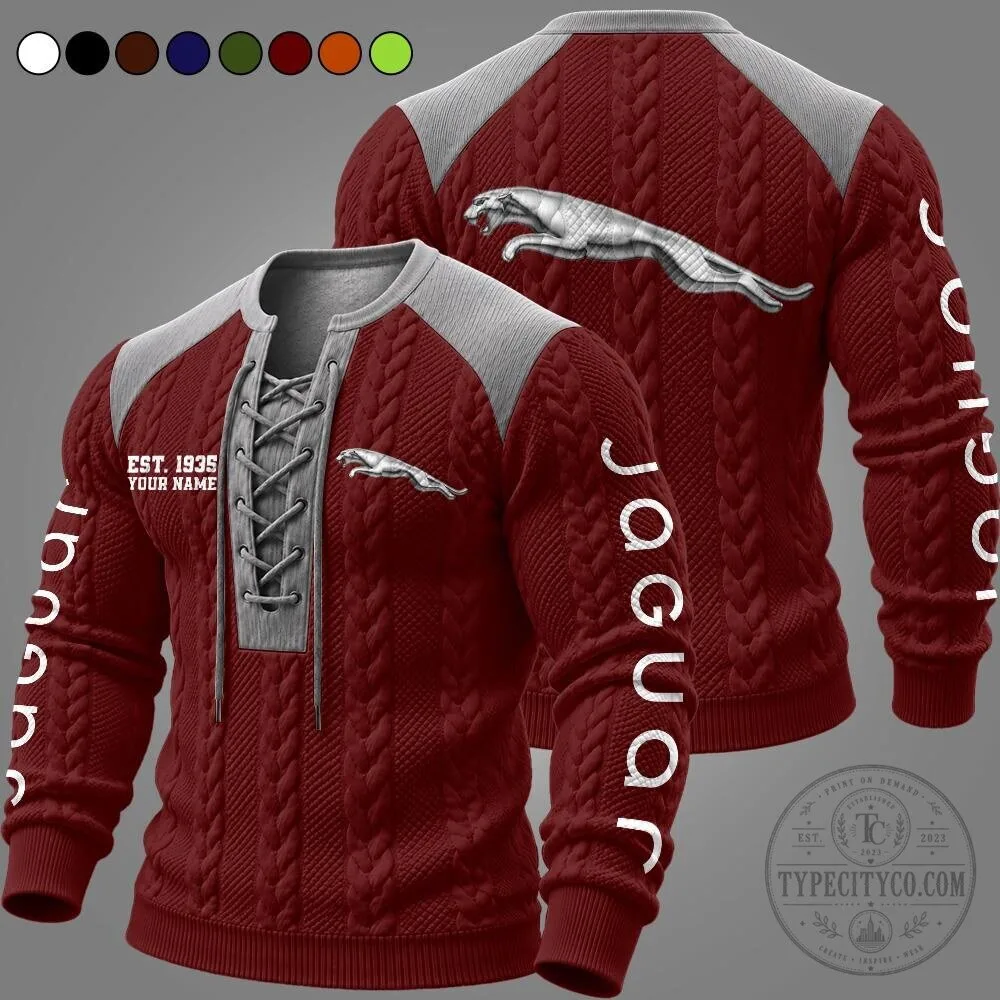 Jaguar Est. 1935 Personalized Cable Knit Long Sleeve Pullover Sweater 12 Jaguar Est. 1935 Personalized Cable Knit Long Sleeve Pullover Sweater