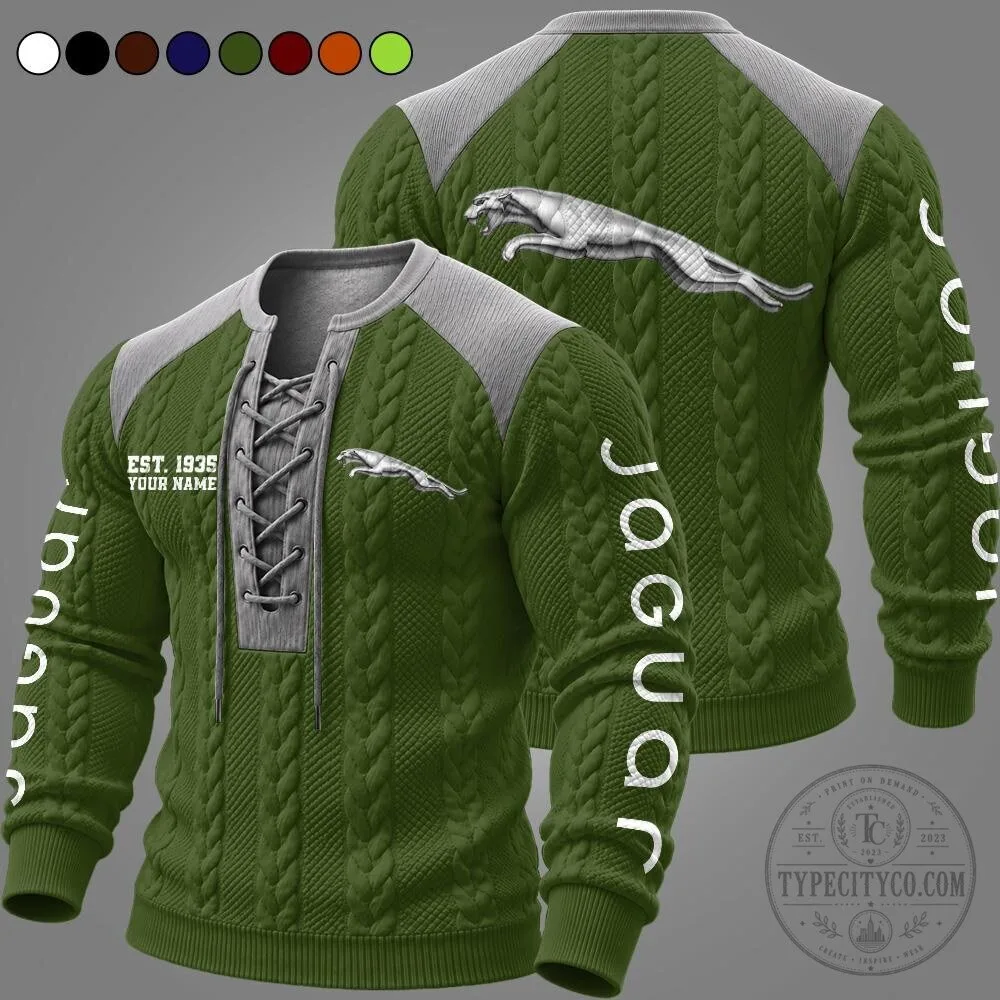 Jaguar Est. 1935 Personalized Cable Knit Long Sleeve Pullover Sweater 14 Jaguar Est. 1935 Personalized Cable Knit Long Sleeve Pullover Sweater