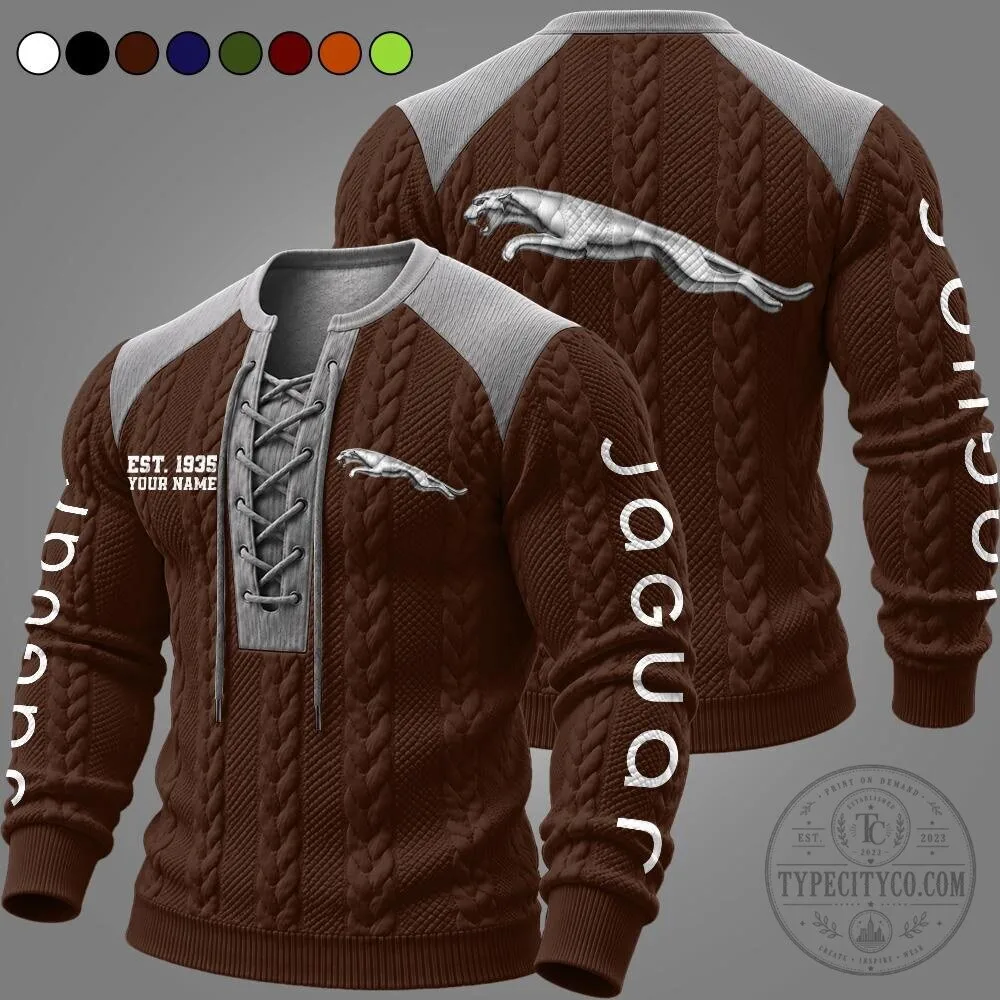 Jaguar Est. 1935 Personalized Cable Knit Long Sleeve Pullover Sweater 15 Jaguar Est. 1935 Personalized Cable Knit Long Sleeve Pullover Sweater