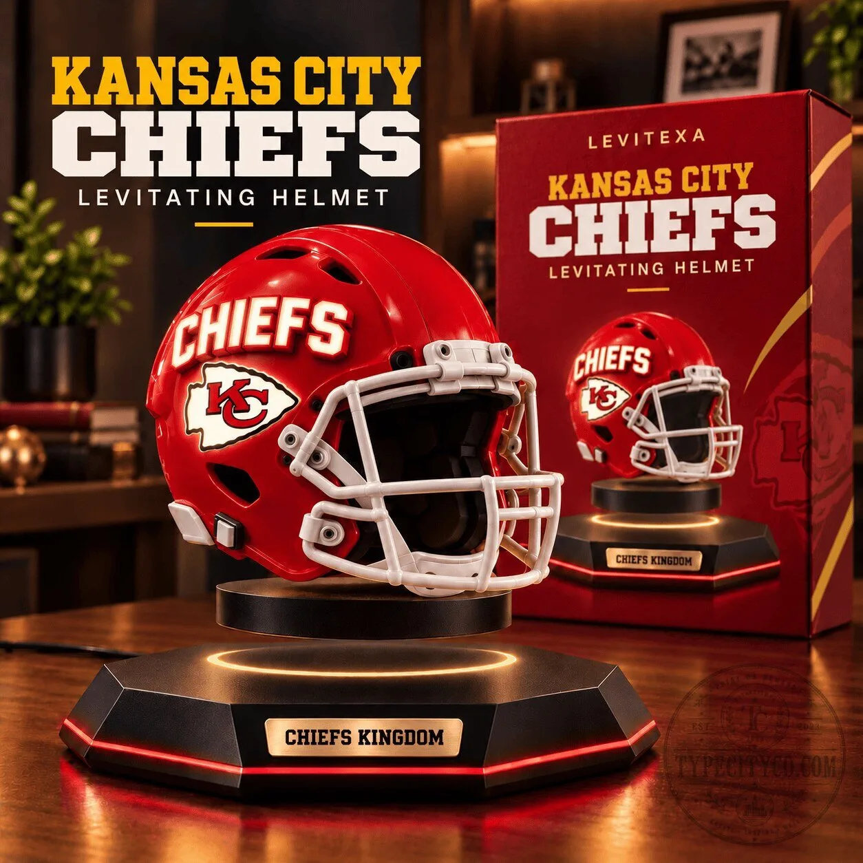 Kansas City Chiefs Levitating Football Helmet Replica Display