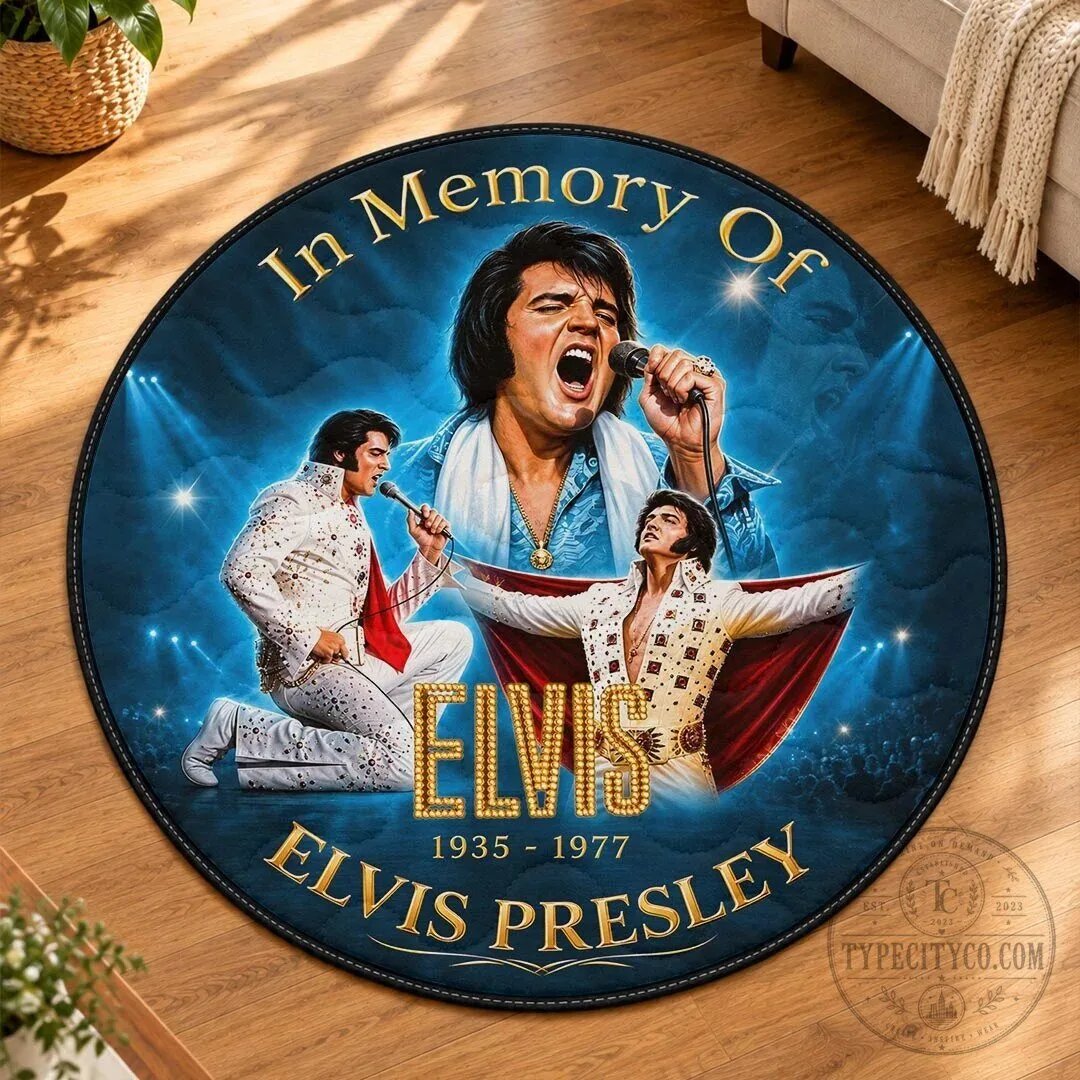 Elvis Presley In Memory Of 1935-1977 Round Area Rug