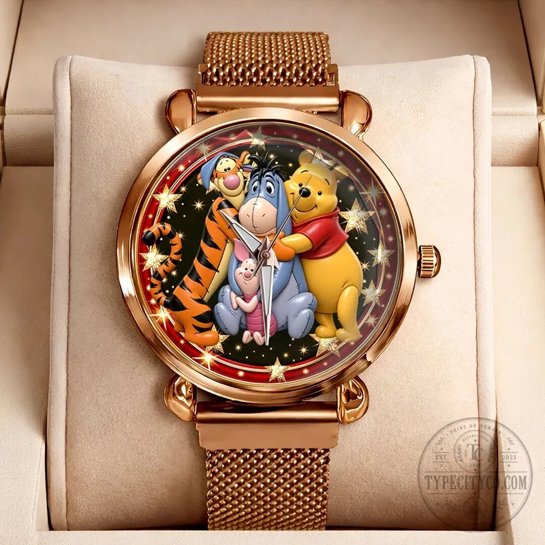 Winnie the Pooh and Friends Gold Mesh Strap Quartz Watch