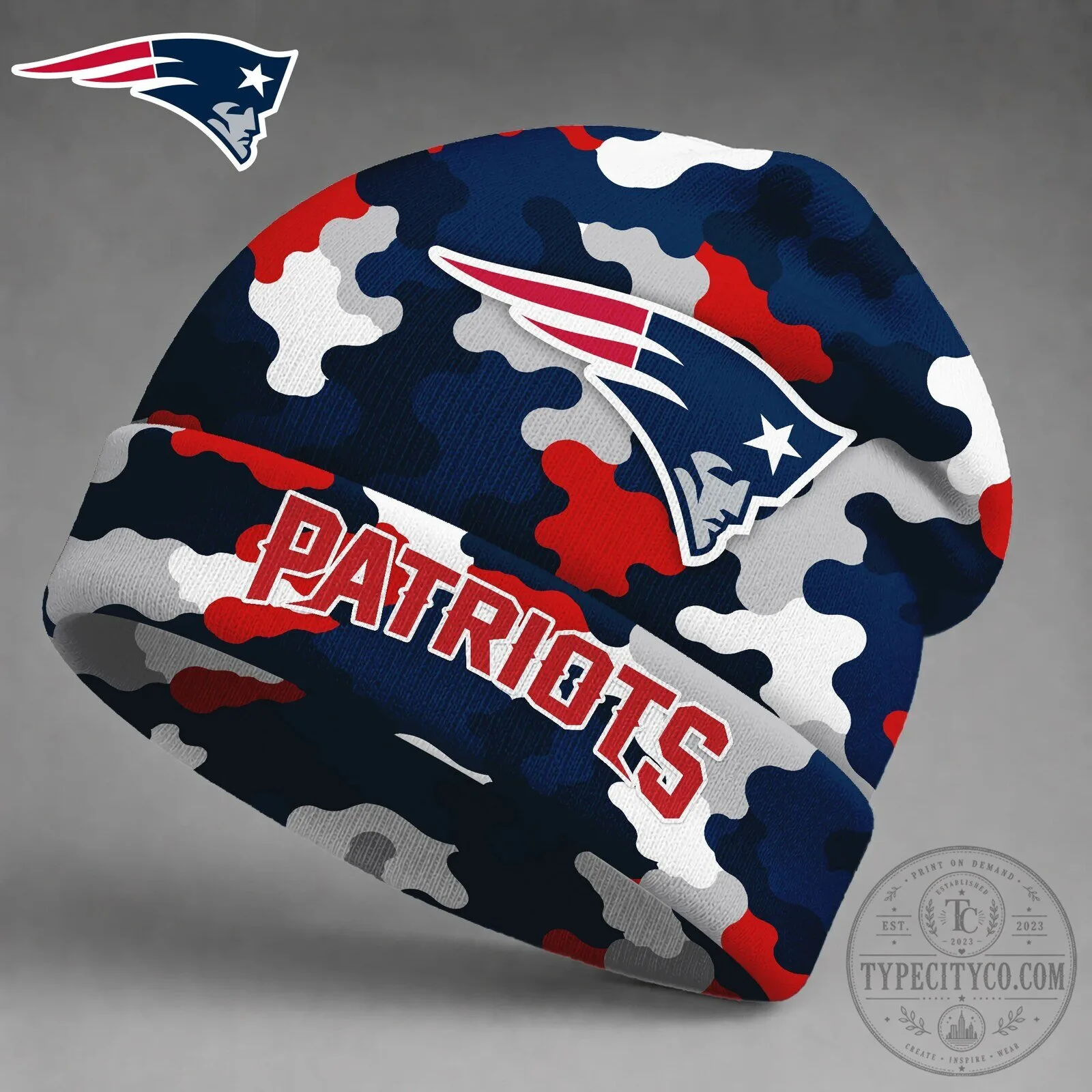 New England Patriots Camouflage Game Day Beanie Hat 5 New England Patriots Camouflage Game Day Beanie Hat