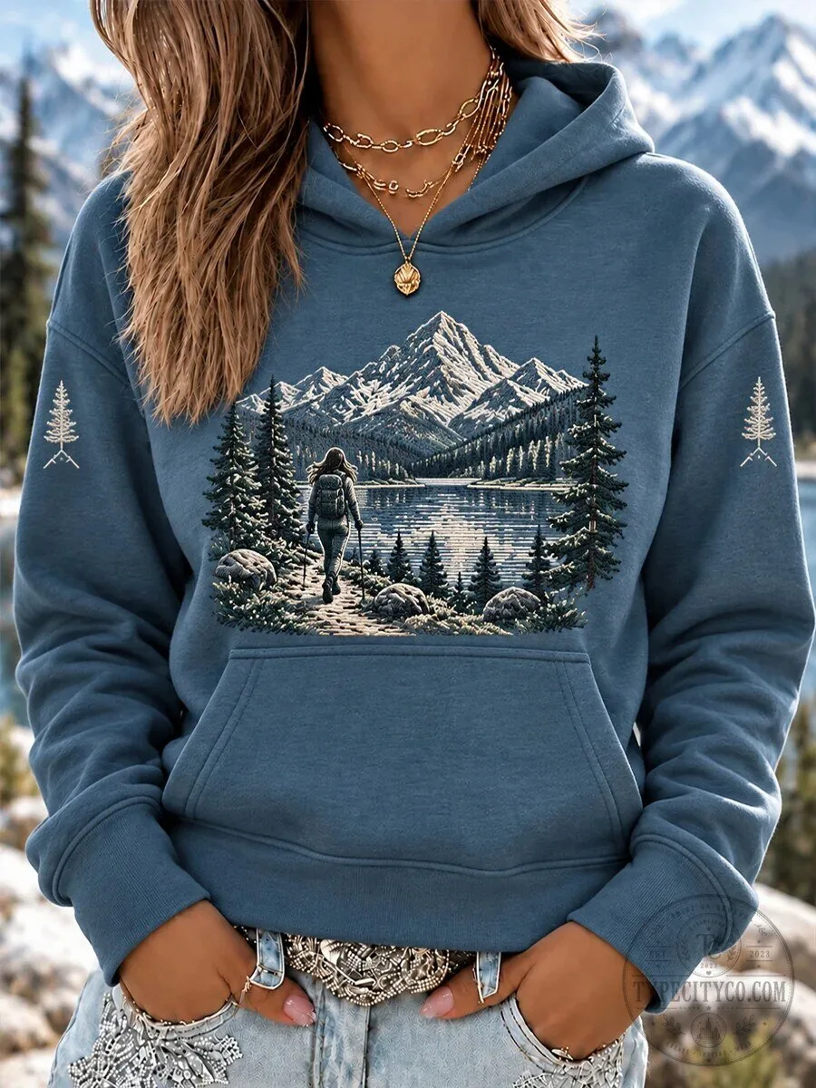 Mountain Lake Hiking Adventure Graphic Hoodie for Women, Nature Lover Gift 5 Mountain Lake Hiking Adventure Graphic Hoodie for Women, Nature Lover Gift