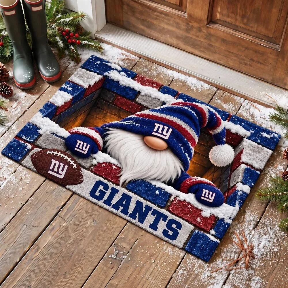 Gnome Doormat for Holiday Cheer featuring New York Giants Football Team 3 Gnome Doormat for Holiday Cheer featuring New York Giants Football Team
