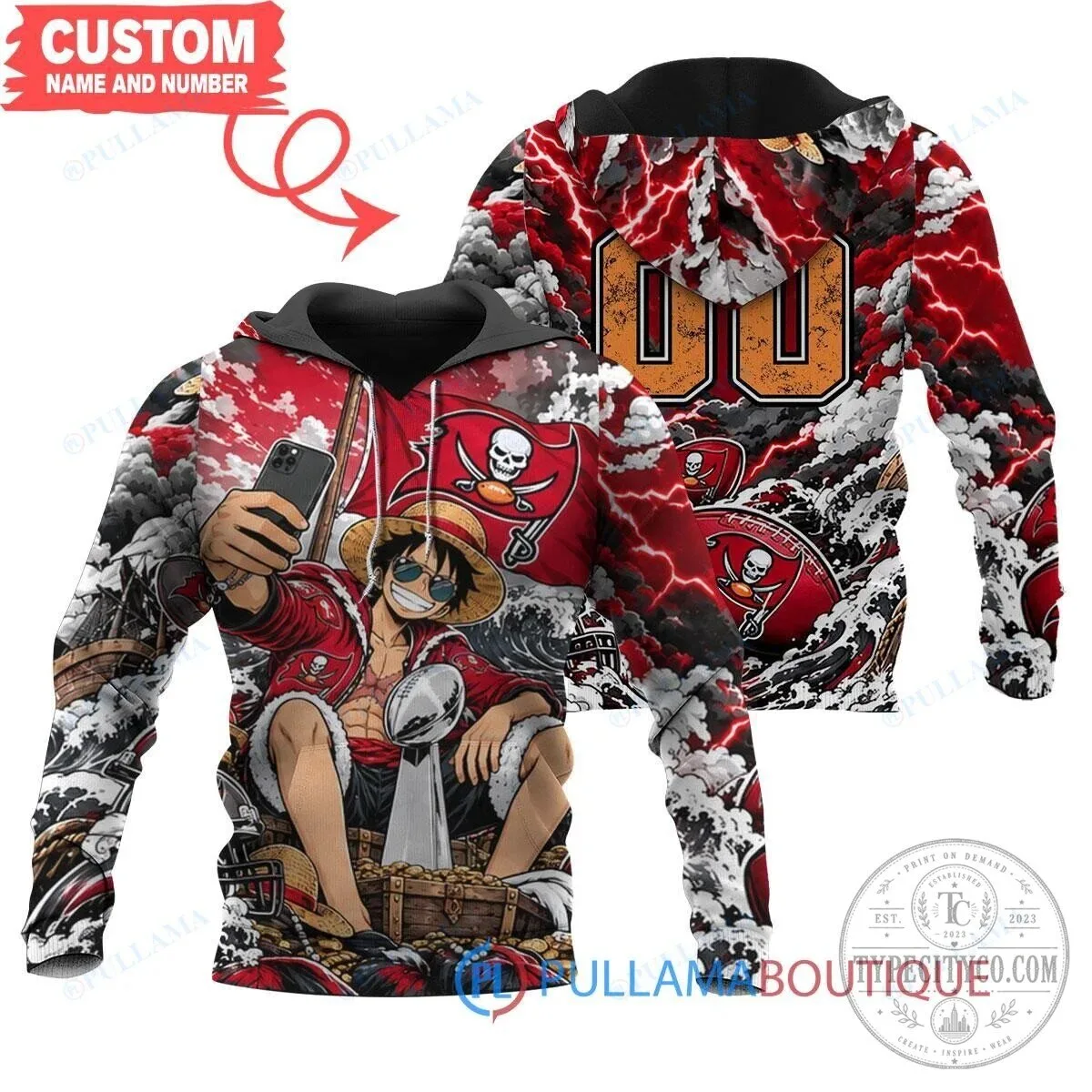 Tampa Bay Buccaneers One Piece Luffy Super Bowl Champion Hoodie 1 Tampa Bay Buccaneers One Piece Luffy Super Bowl Champion Hoodie
