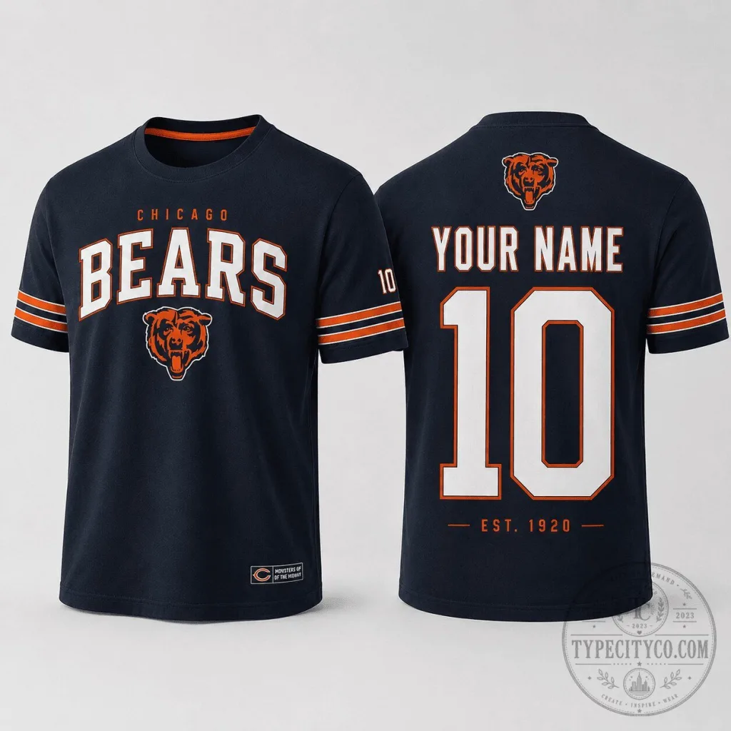 Chicago Bears NFL Fan Shirt Custom Name and Number Football Team T-Shirt Chicago Bears NFL Fan Shirt Custom Name and Number Football Team T-Shirt