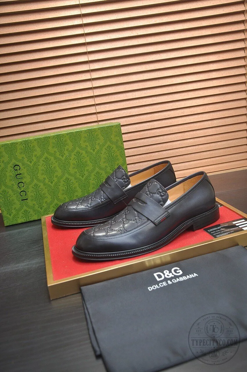 Gucci Black Leather Loafers with Embossed Logo for Men 7 Gucci Black Leather Loafers with Embossed Logo for Men