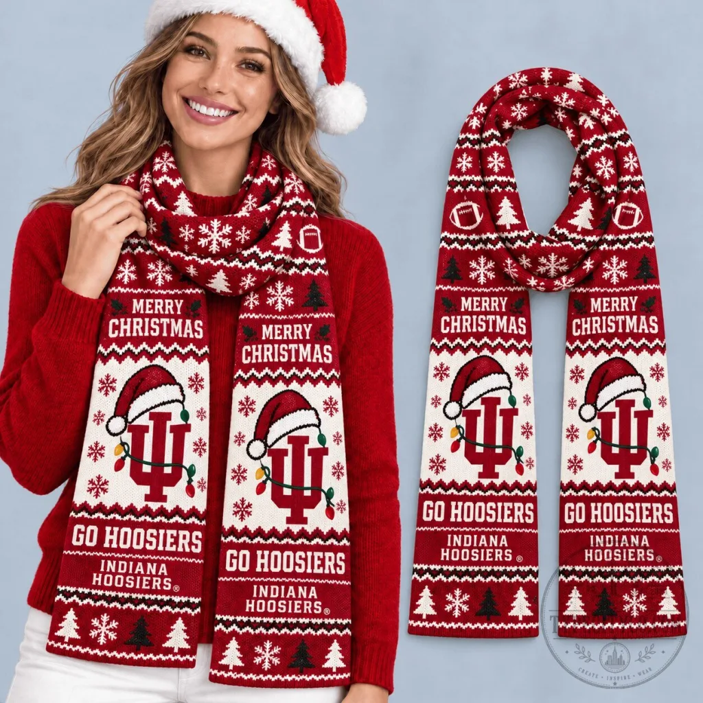 Indiana Hoosiers Christmas Scarf - Merry Christmas Holiday Fan Apparel Indiana Hoosiers Christmas Scarf - Merry Christmas Holiday Fan Apparel