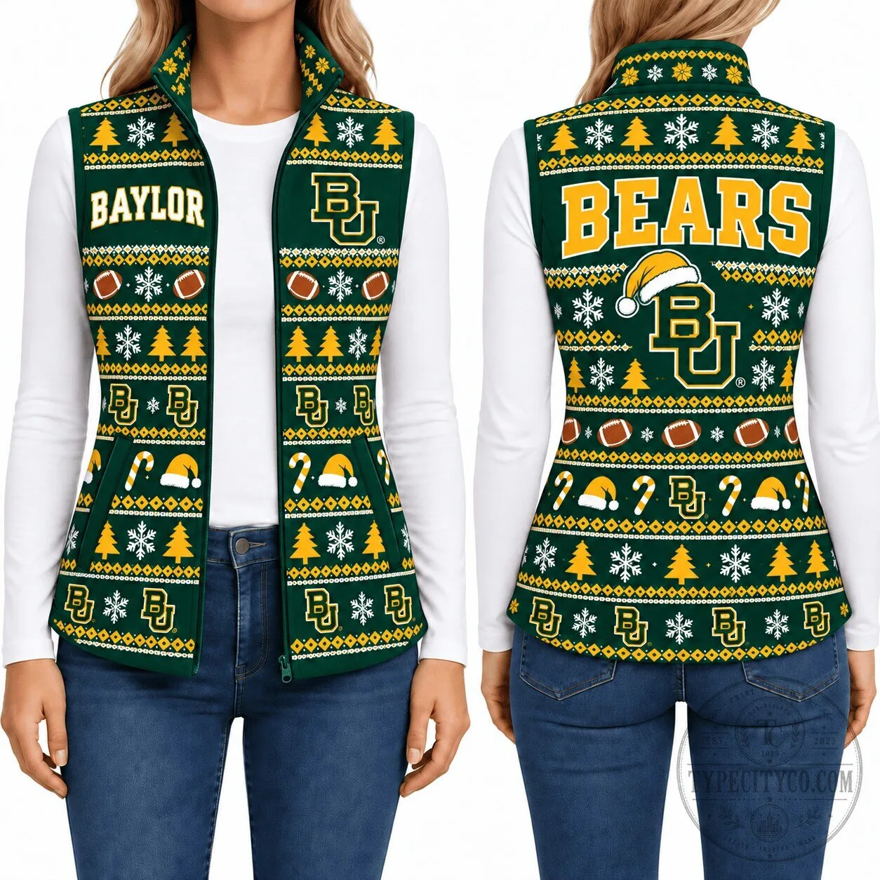 Baylor Bears Christmas Ugly Sweater Vest 1 Baylor Bears Christmas Ugly Sweater Vest