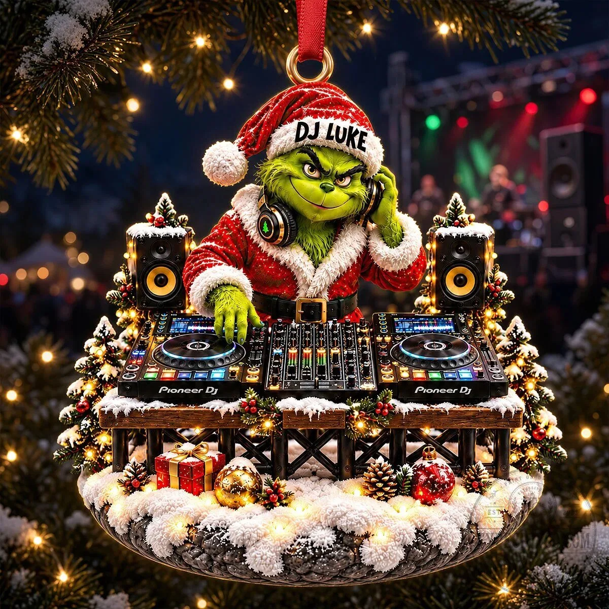 Grinch DJ Luke Christmas Tree Ornament Festive Holiday Decoration 8 Grinch DJ Luke Christmas Tree Ornament Festive Holiday Decoration