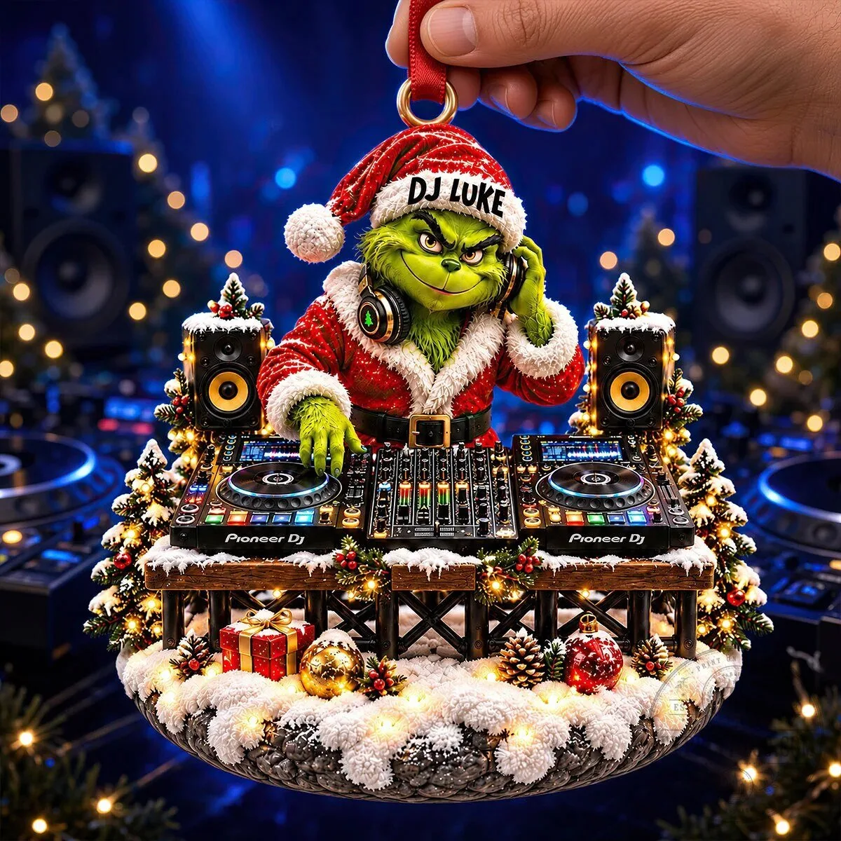 Grinch DJ Luke Christmas Tree Ornament Festive Holiday Decoration 9 Grinch DJ Luke Christmas Tree Ornament Festive Holiday Decoration