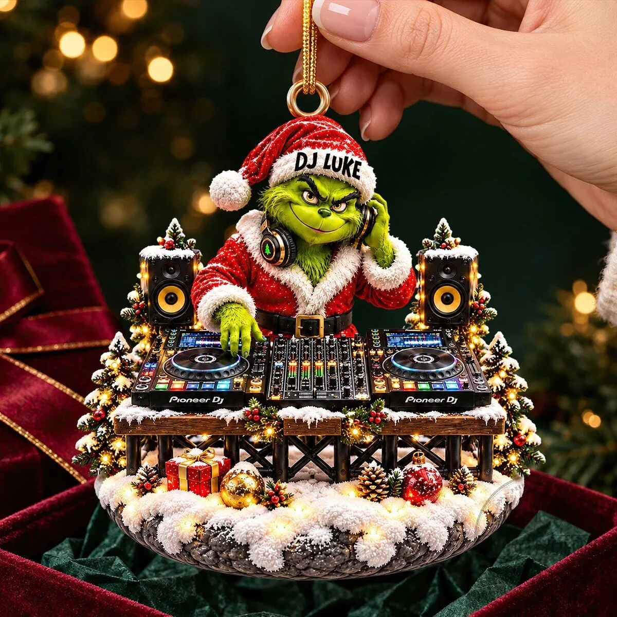 Grinch DJ Luke Christmas Tree Ornament Festive Holiday Decoration 11 Grinch DJ Luke Christmas Tree Ornament Festive Holiday Decoration