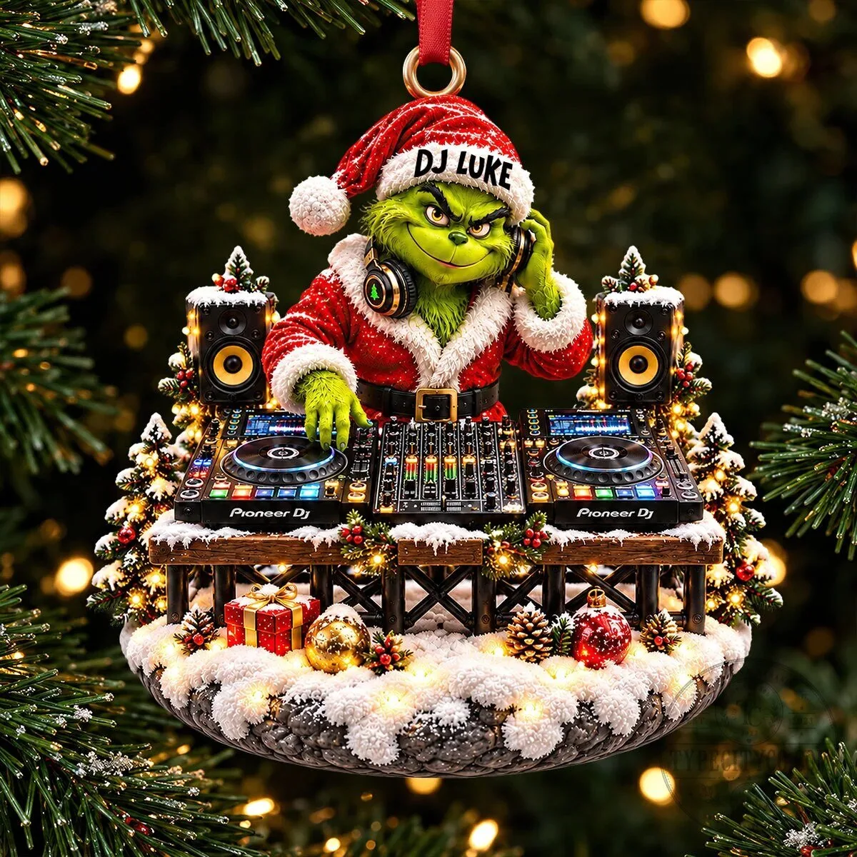 Grinch DJ Luke Christmas Tree Ornament Festive Holiday Decoration 12 Grinch DJ Luke Christmas Tree Ornament Festive Holiday Decoration