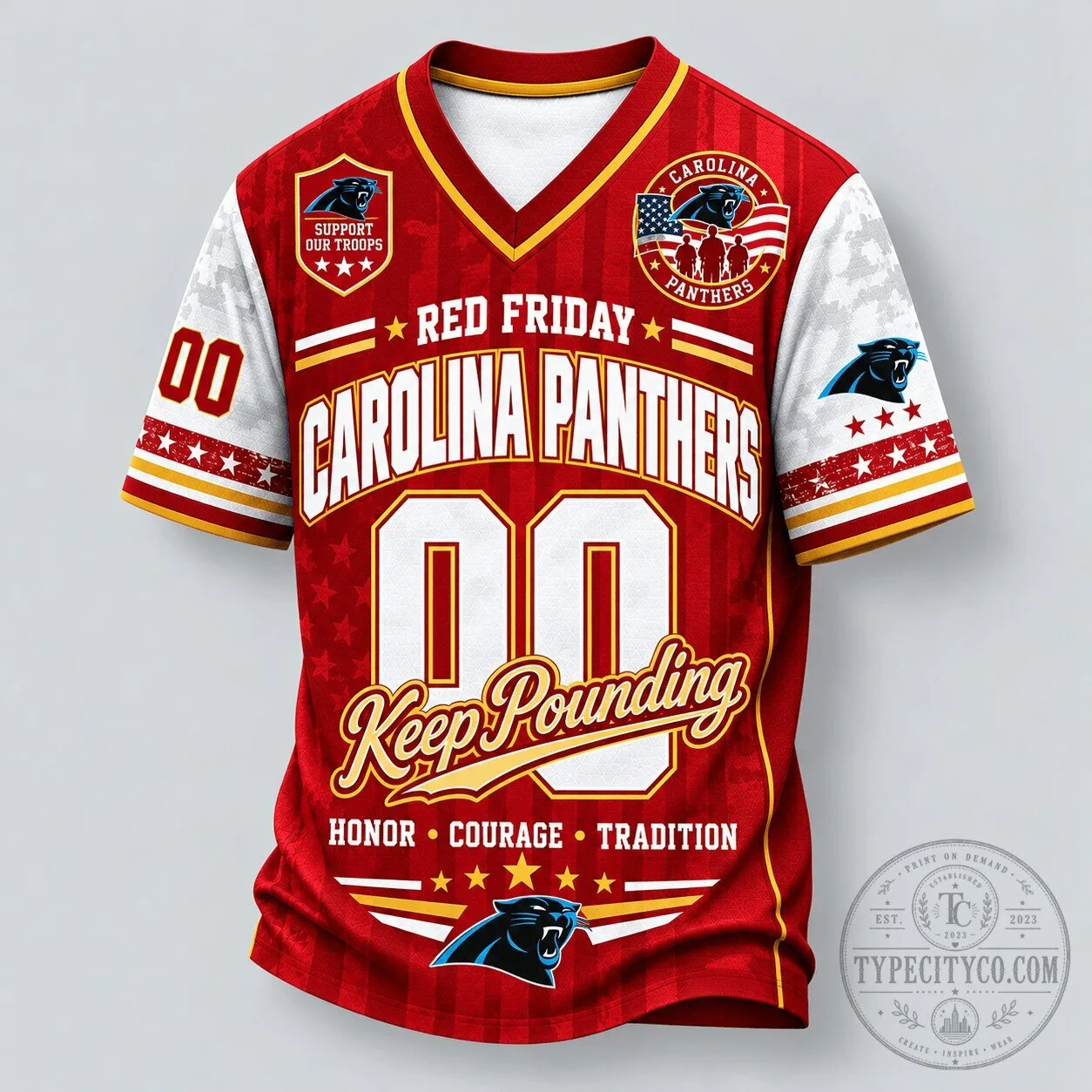 Carolina Panthers Red Friday Keep Pounding Honor Courage Tradition Football Jersey 1 Carolina Panthers Red Friday Keep Pounding Honor Courage Tradition Football Jersey