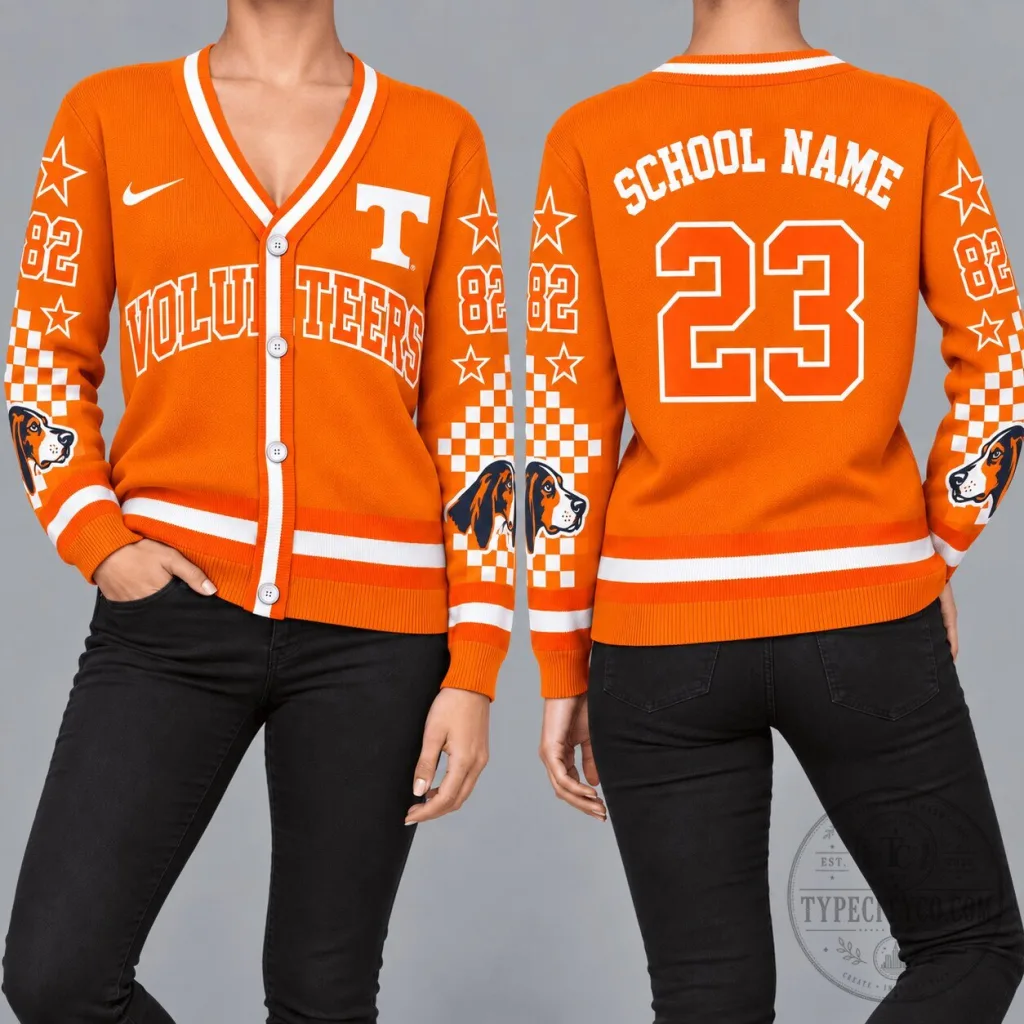 Tennessee Volunteers NCAA Retro Star Sleeve Cardigan Sweater for Women Tennessee Volunteers NCAA Retro Star Sleeve Cardigan Sweater for Women