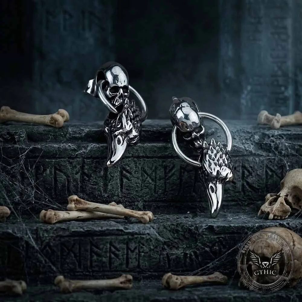 Vintage Skull and Eagle Beak Stainless Steel Stud Earrings for Women 9 Vintage Skull and Eagle Beak Stainless Steel Stud Earrings for Women