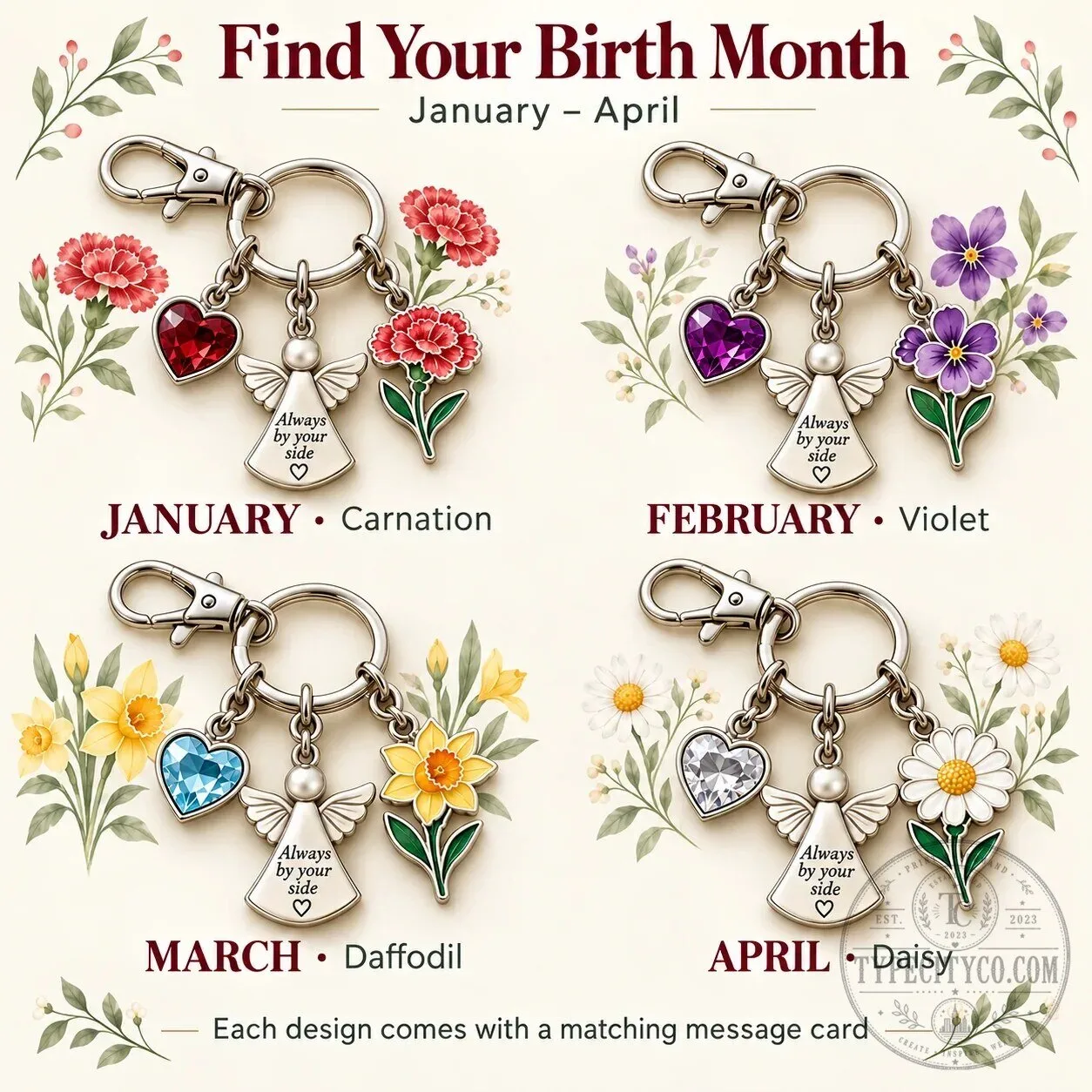 June Birth Month Alexandrite Rose Angel Charm Keychain with Keepsake Card 29 June Birth Month Alexandrite Rose Angel Charm Keychain with Keepsake Card