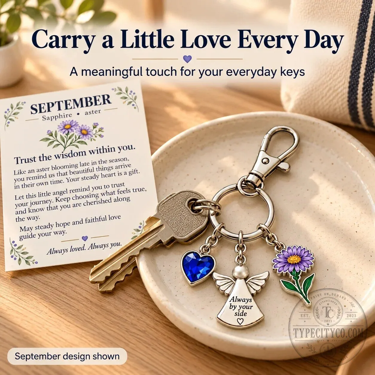 June Birth Month Alexandrite Rose Angel Charm Keychain with Keepsake Card 39 June Birth Month Alexandrite Rose Angel Charm Keychain with Keepsake Card