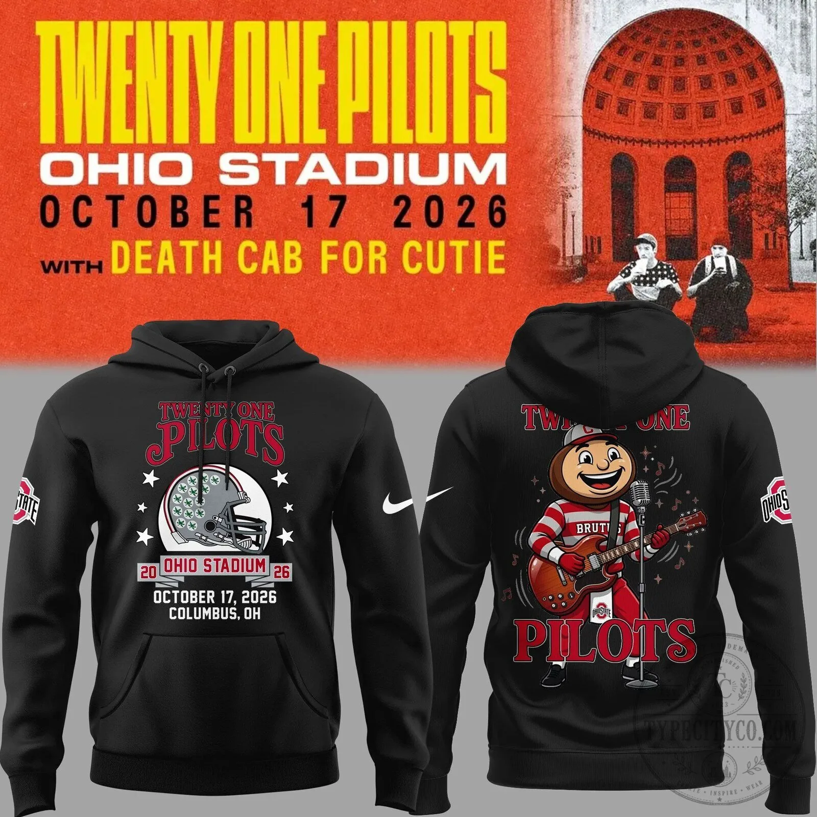 Black Hoodie for Twenty One Pilots Concert Featuring Ohio State Football Design