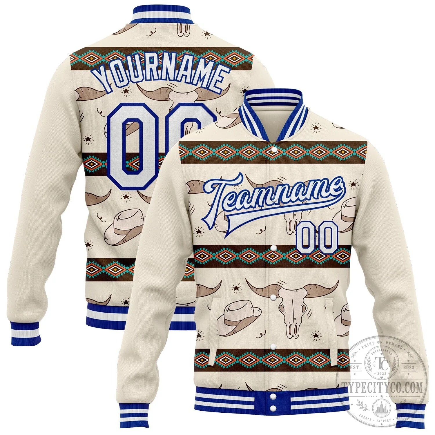 Southwestern Geometric Cow Skull Aztec Bomber Varsity Jacket 10 Southwestern Geometric Cow Skull Aztec Bomber Varsity Jacket