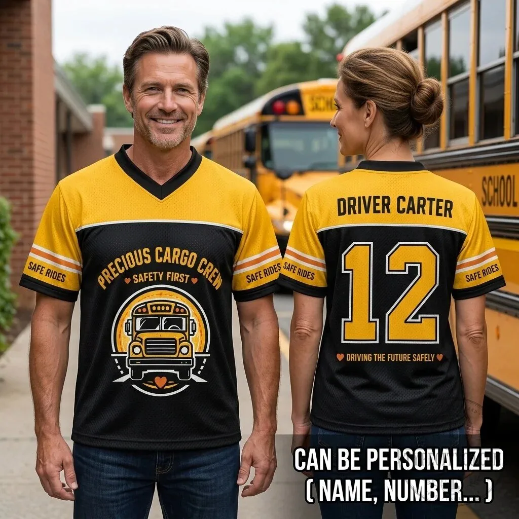 Personalized School Bus Driver Precious Cargo Crew Football Jersey 5 Personalized School Bus Driver Precious Cargo Crew Football Jersey