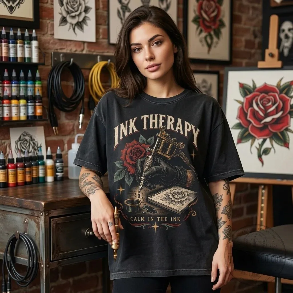 Ink Therapy Tattoo Artist Vintage Graphic Art Gift T-Shirt