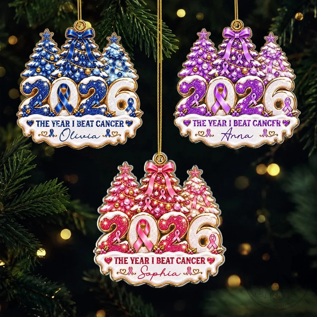 Personalized "The Year I Beat Cancer" Christmas Tree Ornament
