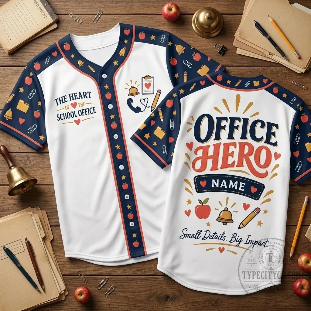 Personalized School Office Hero Baseball Jersey for Secretary Appreciation 3 Personalized School Office Hero Baseball Jersey for Secretary Appreciation