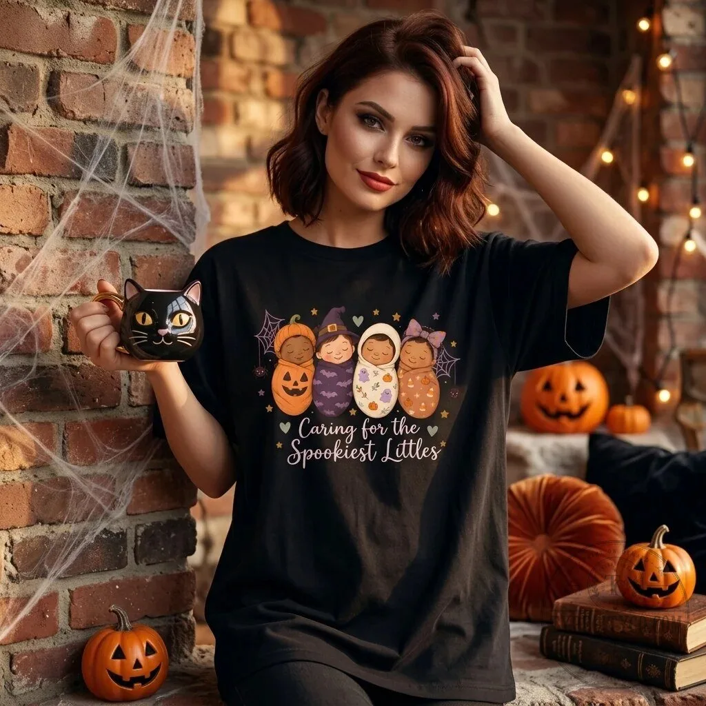 Caring for the Spookiest Littles NICU Nurse Halloween T-Shirt 2 Caring for the Spookiest Littles NICU Nurse Halloween T-Shirt