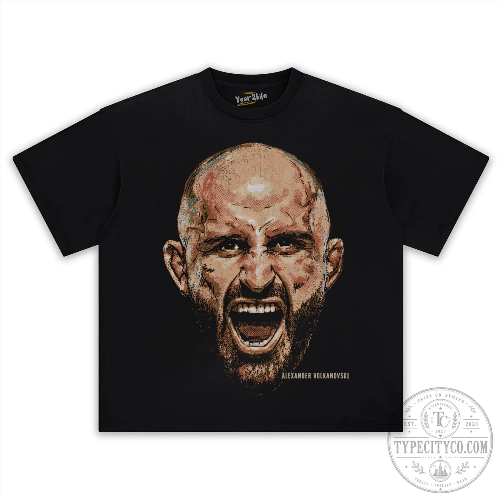 Alexander Volkanovski UFC Fighter Portrait Black Graphic T-Shirt 1 Alexander Volkanovski UFC Fighter Portrait Black Graphic T-Shirt